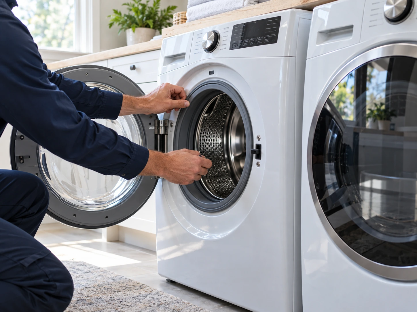 Washer and dryer in a laundry room